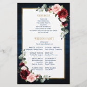 Burgundy Navy Blush Geometric Wedding Program (Achterkant)