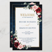 Burgundy Navy Blush Geometric Wedding Program (Voorkant / Achterkant)