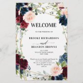 Burgundy Navy Blush Geometric Wedding Program (Voorkant / Achterkant)