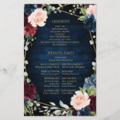 Burgundy Navy Blush Geometric Wedding Program (Achterkant)