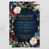 Burgundy Navy Blush Geometric Wedding Program (Voorkant / Achterkant)