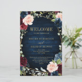 Burgundy Navy Blush Geometric Wedding Program (Staand voorkant)