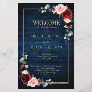Burgundy Navy Blush Geometric Wedding Program