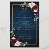 Burgundy Navy Blush Geometric Wedding Program (Achterkant)