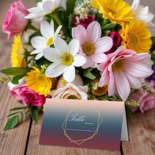 Burgundy Navy Blush Ombre Geometric Wedding