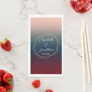 Burgundy Navy Blush Ombre Geometric Wedding Servet