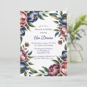 Burgundy Navy Blush Peony Brunch and Bubbly Kaart (Staand voorkant)