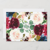 Burgundy Navy Blush Peony Mariage Merci Cartes (Dos)