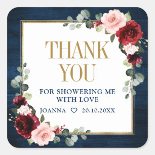 Burgundy Navy Blush Vrijgezellenfeest Hartelijk da Vierkante Sticker