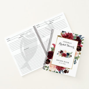 Burgundy Navy Blush Vrijgezellenfeest Recipe Book Notitieboek