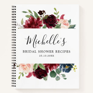 Burgundy Navy Blush Vrijgezellenfeest Recipe Book Notitieboek