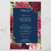 Burgundy Navy Blush Wedding Menu l Red Roses (Voorkant)