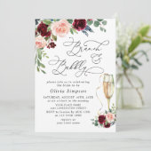 Burgundy Navy Eucalyptus Rozen Brunch & Bubble Kaart (Staand voorkant)