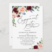 Burgundy Navy Eucalyptus Rozen ENGAGTY Kaart (Voorkant / Achterkant)