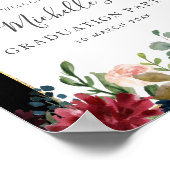 burgundy navy floral afstuderen welkomstteken poster (Hoek)