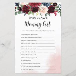 Burgundy navy floral die het beste van mama kent