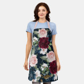 Burgundy & Navy Floral Pattern Monogram Navy Schort (Gedragen)