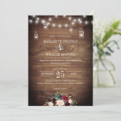 Burgundy Navy Floral Rustic Barn Wood Weddenschap Kaart (Staand voorkant)