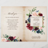 Burgundy Navy Floral Rustic Boho Country Programme (Devant)