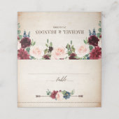 Burgundy Navy Floral Rustic Boho Country Weddensch (Buitenkant ongevouwen)