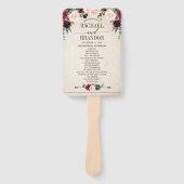 Burgundy Navy Floral Rustic Boho Country Weddensch Handwaaier (Voorkant)