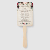 Burgundy Navy Floral Rustic Boho Country Weddensch Handwaaier (Achterkant)