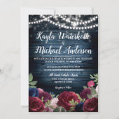 Burgundy & Navy Floral Rustic Wedding Invitation (Devant)