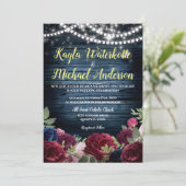 Burgundy & Navy Floral Rustic Wedding Invitation (Debout devant)