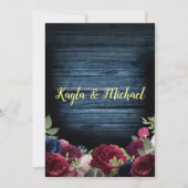 Burgundy & Navy Floral Rustic Wedding Invitation (Dos)