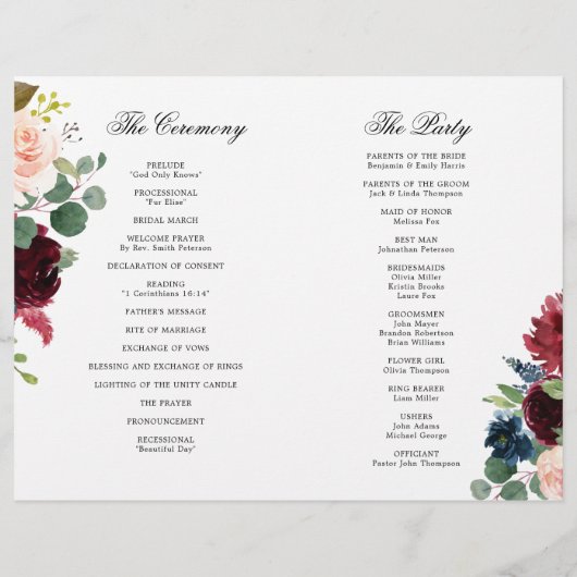 Burgundy Navy Floral vervolgde het programma (Achterkant)