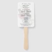 Burgundy & Navy Pink Blush Floral Wedding Programm Handwaaier (Achterkant)
