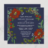Burgundy & Navy Spring Summer Fall Wedding Invite Kaart (Voorkant / Achterkant)