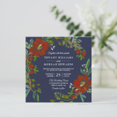 Burgundy & Navy Spring Summer Fall Wedding Invite Kaart (Staand voorkant)