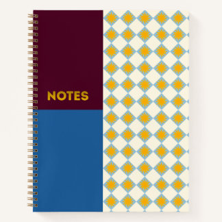 Burgundy Navy Sunburst Diamond Notitieboek - M