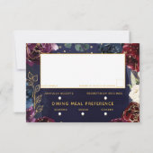 Burgundy Navy Wedding 3 Meal Choice RSVP (Achterkant)