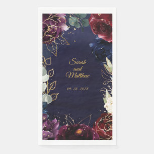 Burgundy Navy Wedding 8" Long Dinner Napkins Servet