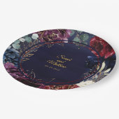 Burgundy Navy Wedding 9 Inch Dinner Papieren Bordje (Gekanteld)