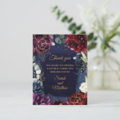Burgundy Navy Wedding Bedankkaart (Staand voorkant)