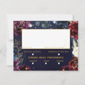 Burgundy Navy Wedding Mail Back RSVP Card (Achterkant)