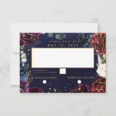 Burgundy Navy Wedding No Meal Choice RSVP (Voorkant)