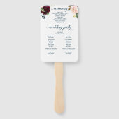 Burgundy Navy Wedding Programme Fan Large Wedding Handwaaier (Achterkant)