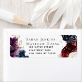 Burgundy Navy Wedding Return Label (Insitu)