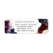 Burgundy Navy Wedding Return Label (Voorkant)