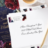 Burgundy Navy Wedding Return Label