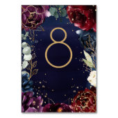 Burgundy Navy Wedding Table Number Kaart (Voorkant)