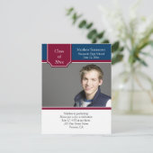 Burgundy Navy White Photo Graduation Invitation (Debout devant)