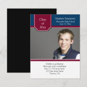 Burgundy Navy White Photo Graduation Invitation (Devant / Derrière)