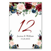 Burgundy Navyblauw Blush Bloemrijke Waterverf Land Kaart (Voorkant)