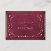 Burgundy Nepgoud Tarot Hemel Bruiloft Details Informatiekaartje (Achterkant)