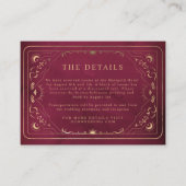 Burgundy Nepgoud Tarot Hemel Bruiloft Details Informatiekaartje